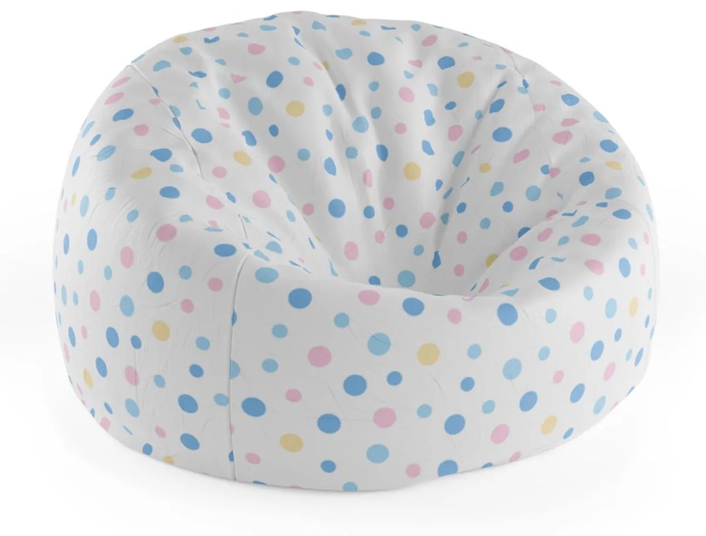 Sablio Sedací vak Cocoon Farebné bodky na bielej - 75 x 45 x 35 cm