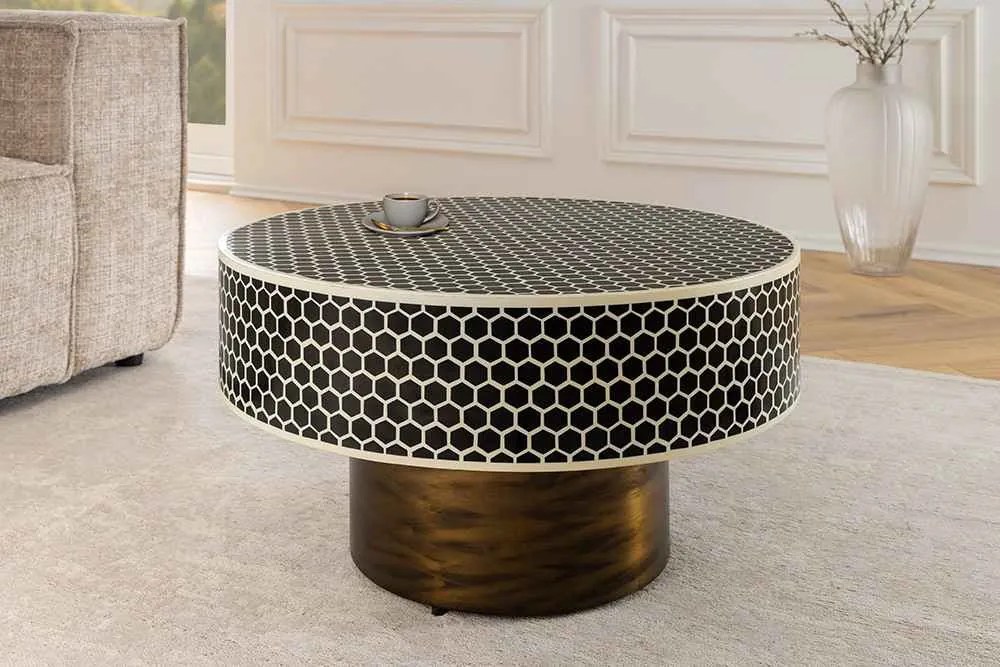 Dizajnový konferenčný stolík Xinavane 60 cm čierno-biely