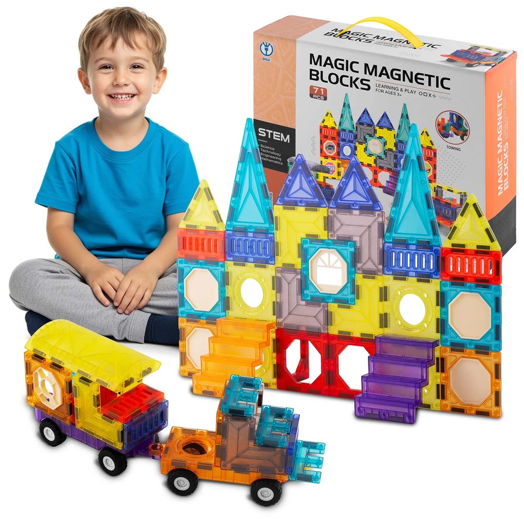 Vzdelávacie stavebné magnetické bloky 71 ks RK-782 Ricokids