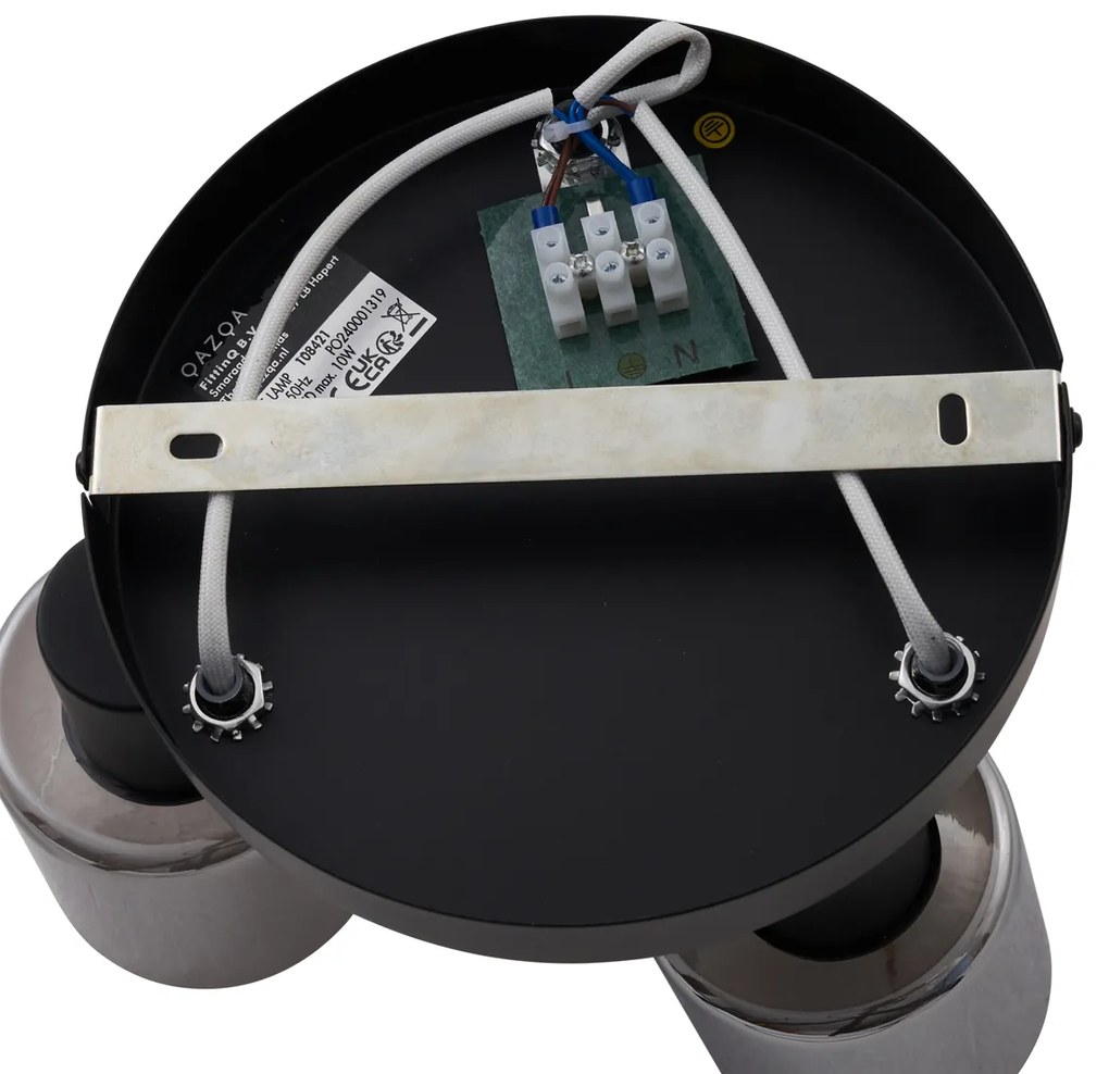 Moderné stropné svietidlo čierne s dymovým sklom okrúhle s 3 svetlami - Cilin