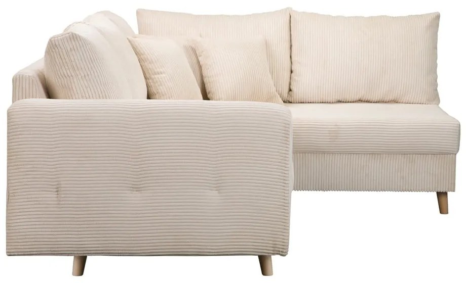 Krémová menčestrová rohová pohovka (pravý roh) Ariella – Ropez