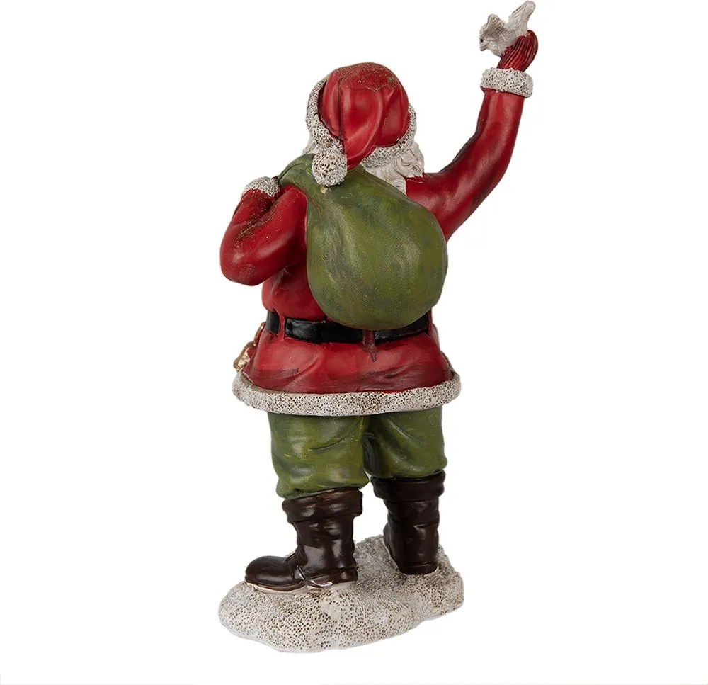 Vianočné dekorácie Socha Santa s vrecom a holubicou - 13*10*23 cm
