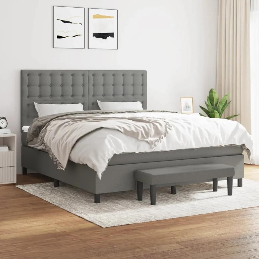 Boxspring posteľ s matracom tmavosivá 160x200 cm látka 3136926