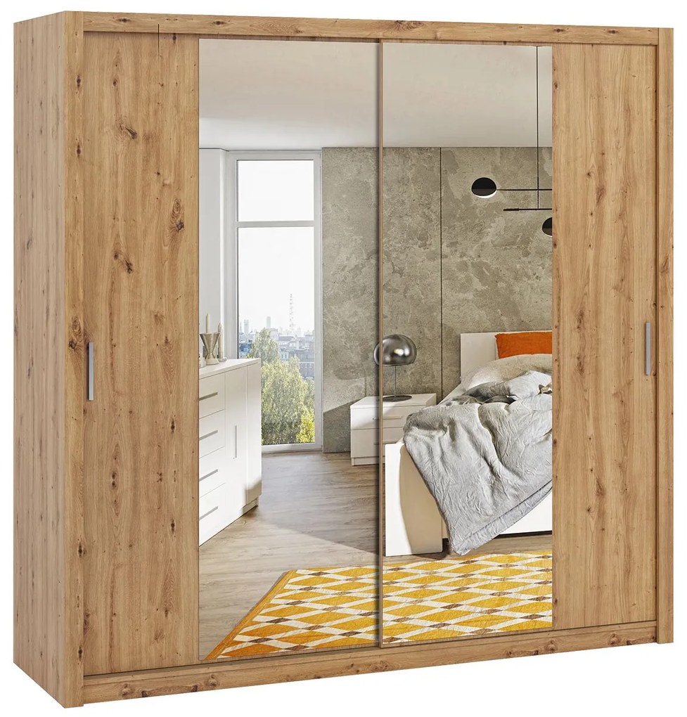 Posuvná skriňa so zrkadlom Kler SZ220 KE11, Farby: dub monastery / zrkadlo