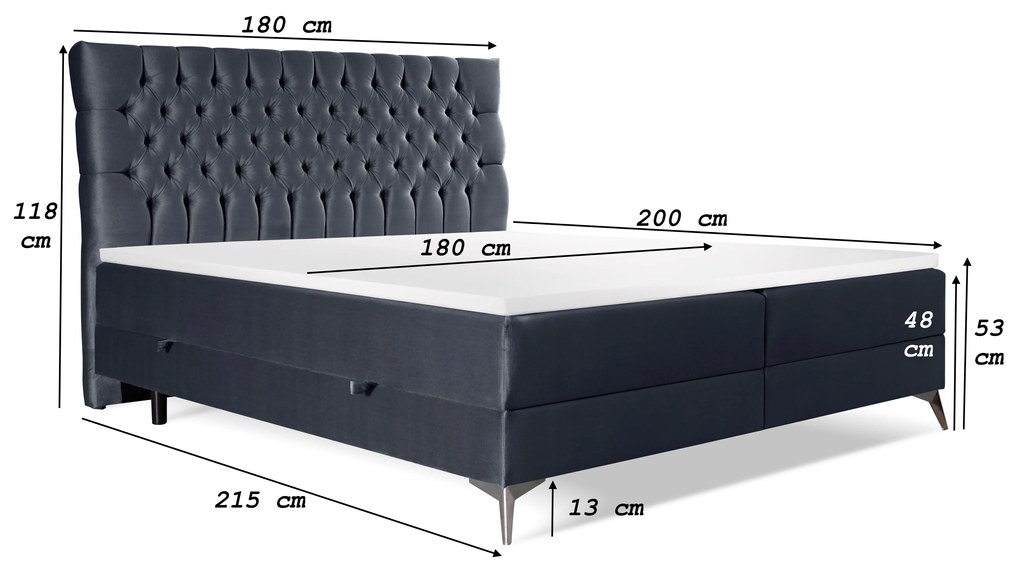 Kontinentálna posteľ 160 cm Molera (čierna) (s úložným priestorom). Vlastná spoľahlivá doprava až k Vám domov. 1044257