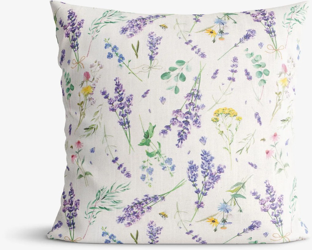 Goldea dekoračná obliečka na vankúš valencia - levanduľová záhrada 40 x 40 cm
