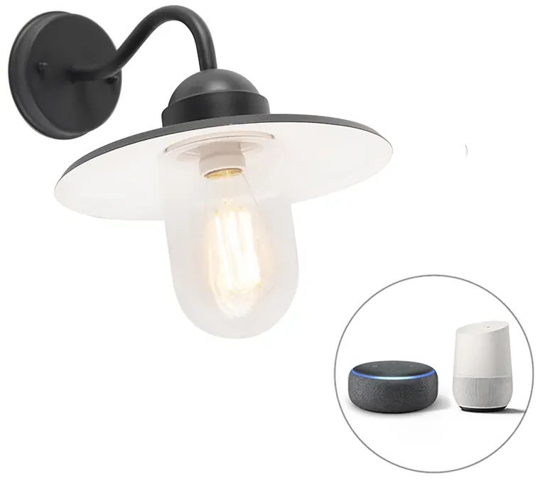 Inteligentná rustikálna nástenná lampa antracit IP44 vrátane wifi E27 - Kansas