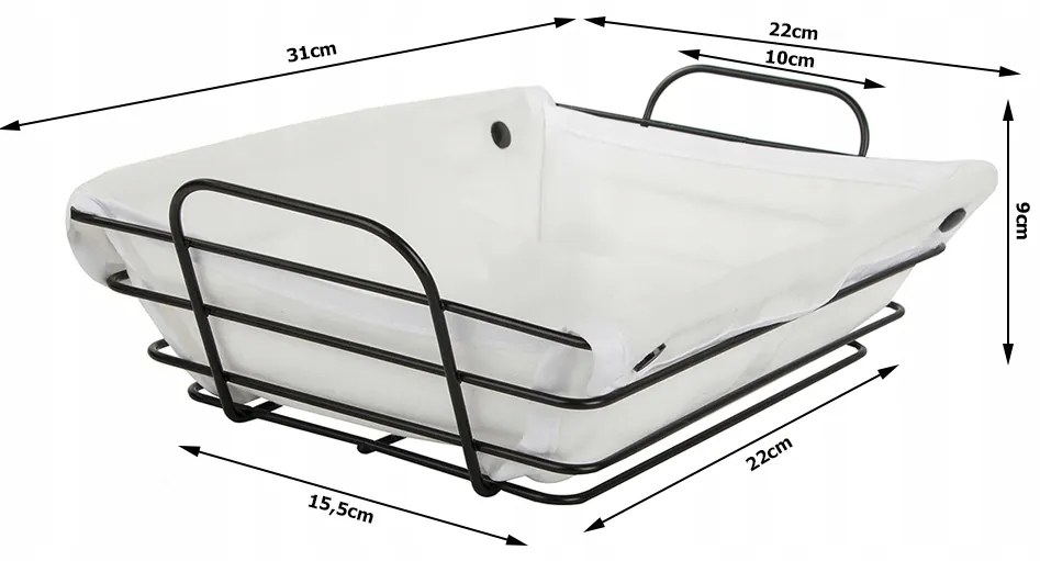 Verk 27209 Košík kovový s odnímateľnou podšívkou 31 x 22 x 16 cm, biela