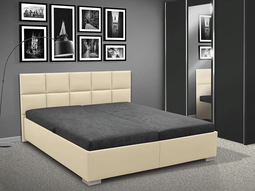 Čalúnená posteľ s úložným priestorom LUXOR 180 eko koža: šedá, peľasť / matrac: HR PENA