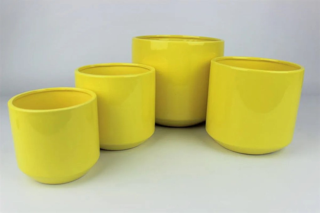 Žltý keramický okrúhly kvetináč 18 cm