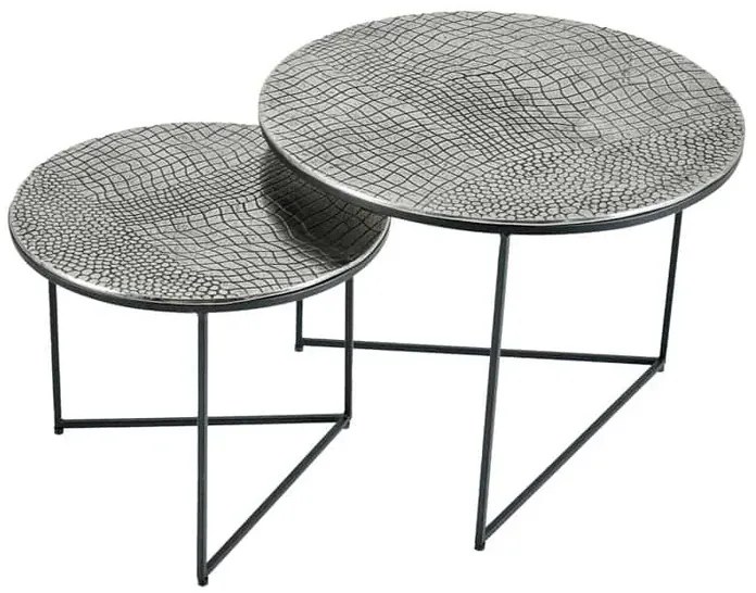 Sada konferenčných stolíkov Khalil 60 cm antik strieborná