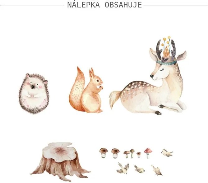 lovel.sk Nálepky na stenu Forest - jelenček, veverička a ježko