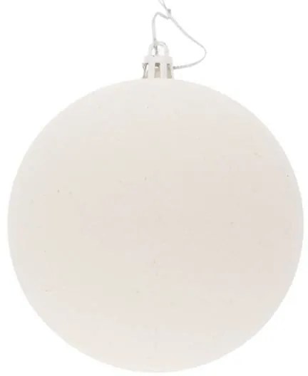 DECOLED Plastová guľa, 10 cm, biela, 6x trblietka