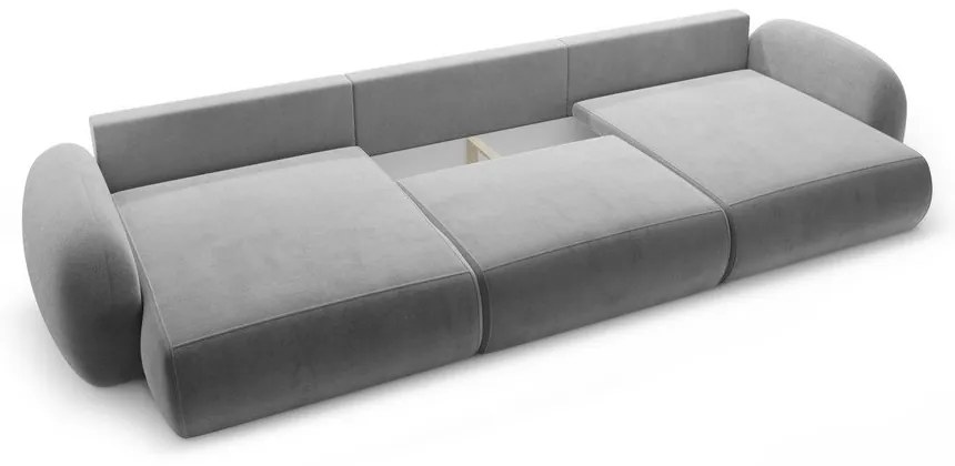 Tmavosivá zamatová rozkladacia/s úložným priestorom rohová pohovka (do tvaru "U") Tonale – Cosmopolitan Design