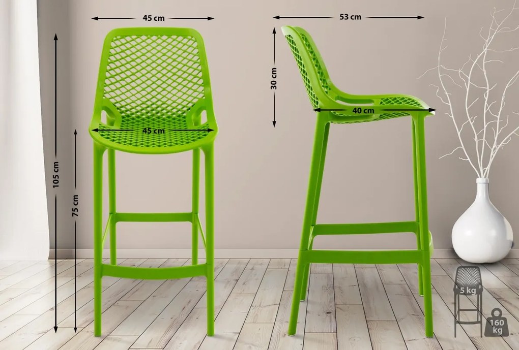 Plastová barová stolička DS10778434 - Zelená