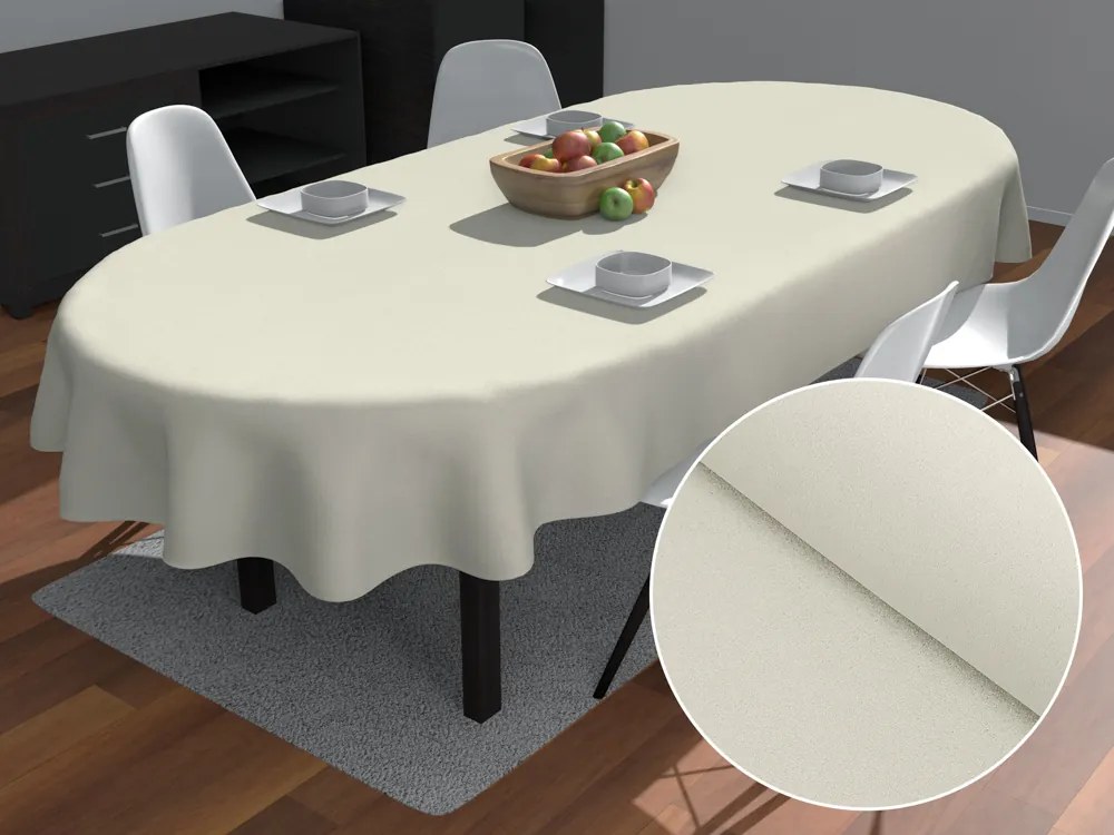 Biante Veľký dekoračný oválny obrus BKU-110 Slonová kosť 200x260 cm