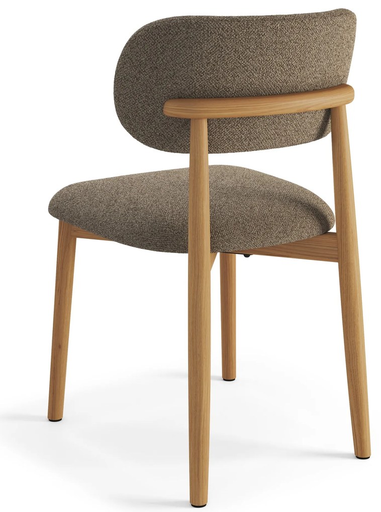 ALDO Hnedá Taupe (látka Monza 40) / lakovaný dubový rám – DREVENÁ BOUCLÉ STOLIČKA DO OBÝVAČKY, JEDÁLNE A KUCHYNE V RETRO ŠTÝLE
