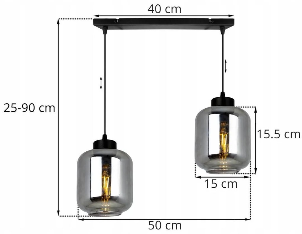 Závesné svietidlo Novalja, 2x sklenené tienidlo (výber z 3 farieb)