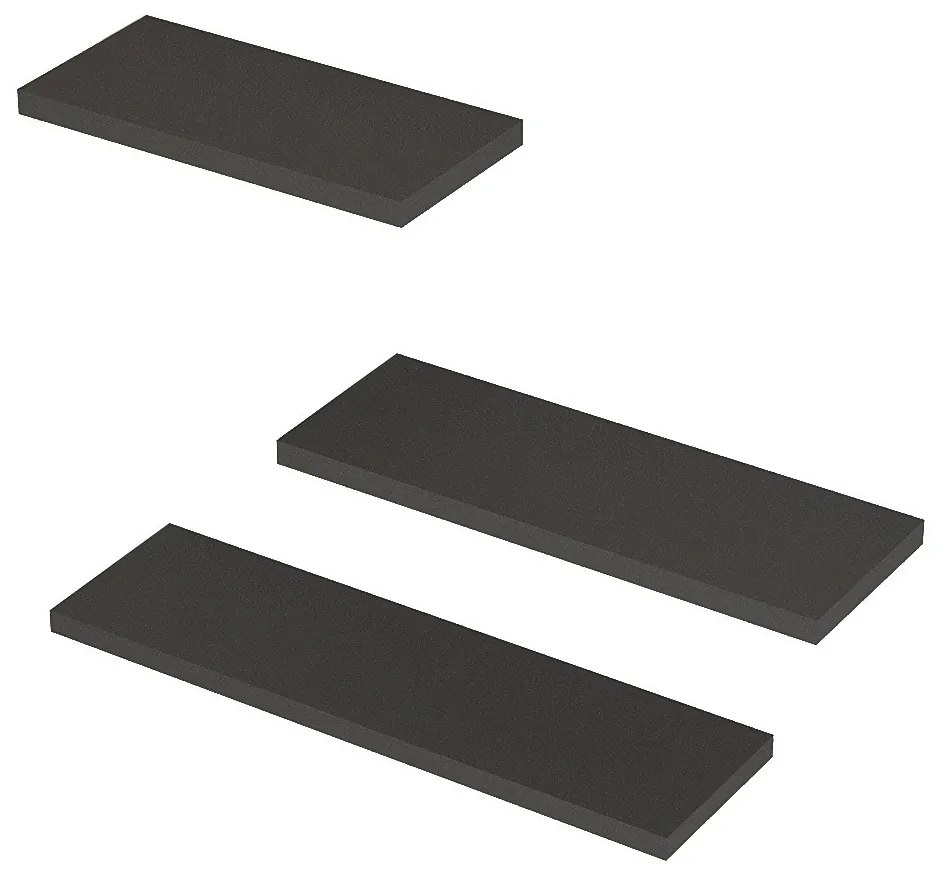 Súprava 3 ks nástenných políc LEILA antracitová