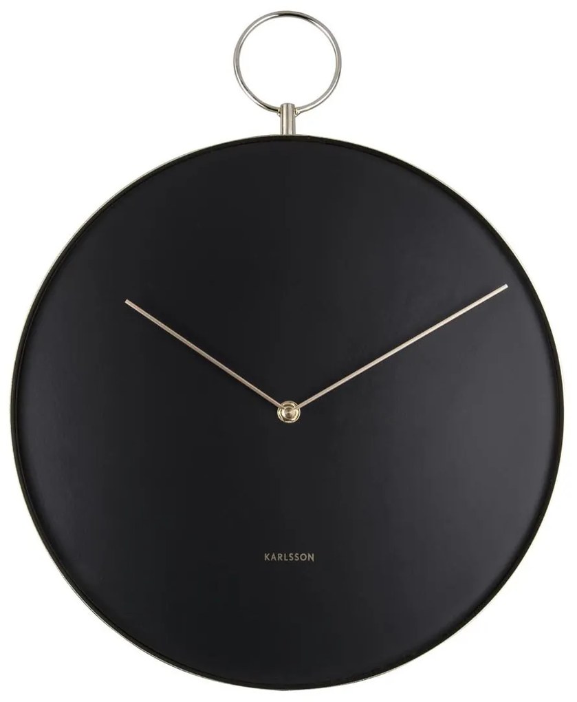 Nástenné hodiny Hook čierna ∅ 34 × 4 cm