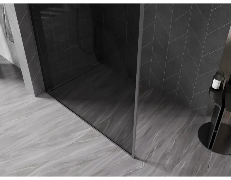 Mexen, Mexen Kioto-F sprchová stena s rámom 130 x 202 cm, grafit 8 mm, pištoľový kov - 800-130-104-95-40