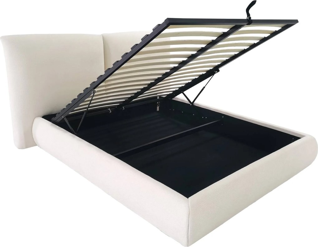 Dvoulůžková čalouněná postel Yunar 160x200 s roštem a úložným prostorem béžová