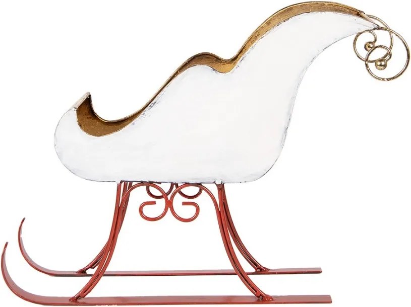 Bielo-zlaté kovové sane Christmas Sleigh - 38*15*28 cm