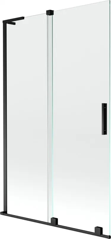 Mexen Velar L, 2-krídlová posuvná vaňová zástena 110 x 150 cm, 8mm číre sklo, čierna matná, 896-110-003-01-70