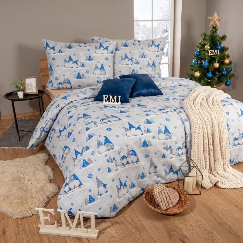 Vianočné obliečky Buddy modré EMI, Štandardný set jednolôžko obsahuje 1x 140x200 + 1x 70x90