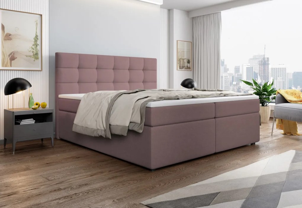 Čalúnená posteľ boxspring SALMA + topper, 140x200, inari 87