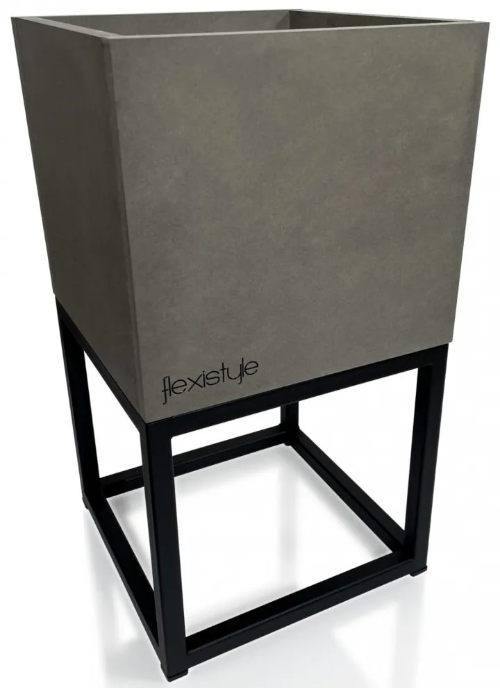Dokonalý šedý kovový kvetináč LOFT FIORINO 22X22X40 cm