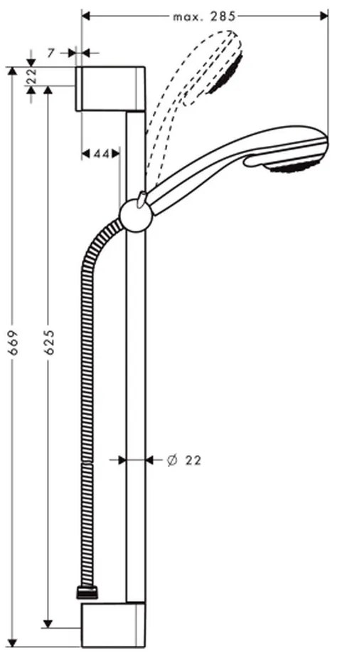 Hansgrohe Crometta 85, sprchová súprava Vario so sprchovou tyčou 65 cm, chrómová, HAN-27763000