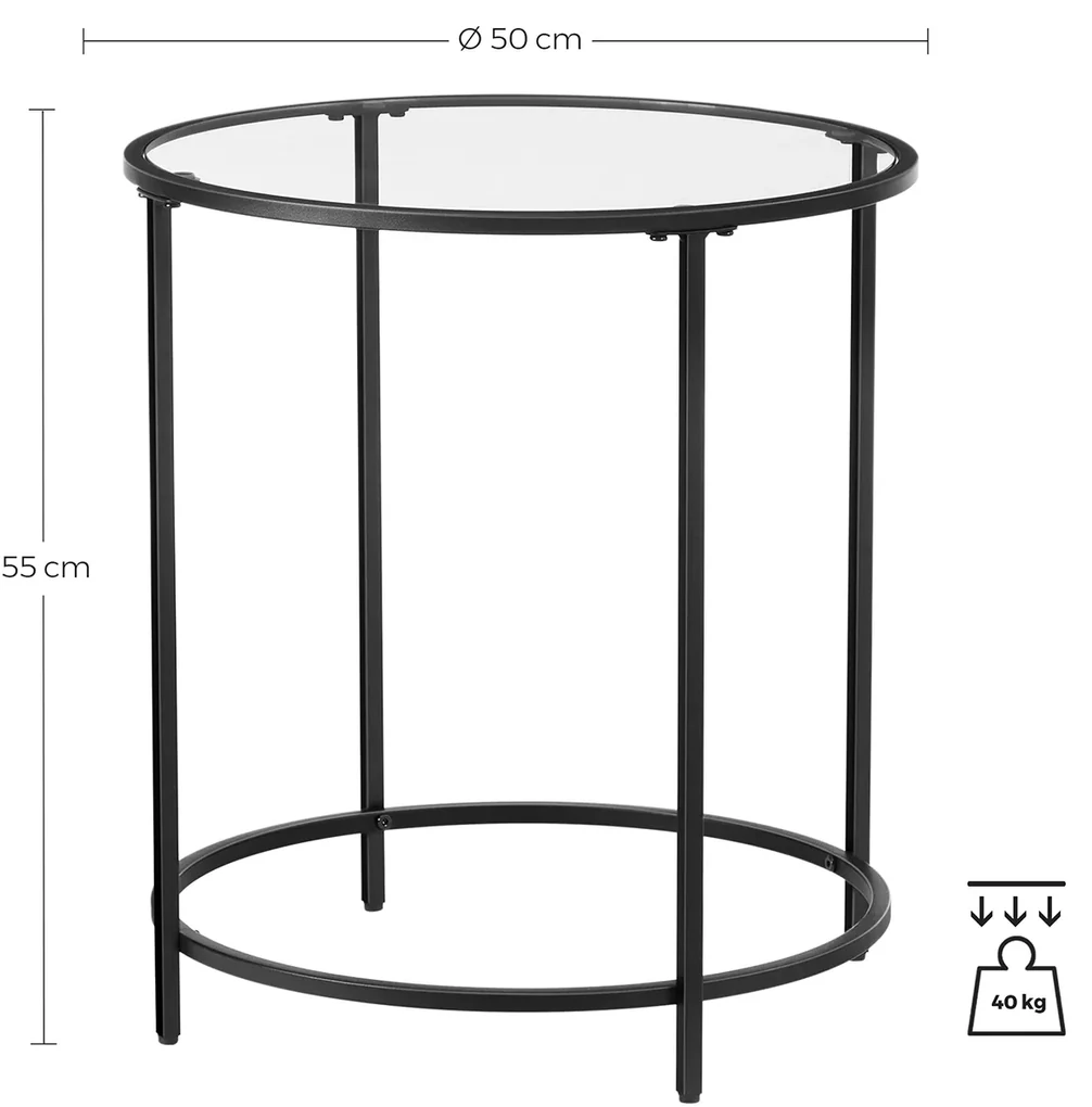 Okrúhly stolík 50 cm VASAGLE LGT020B01