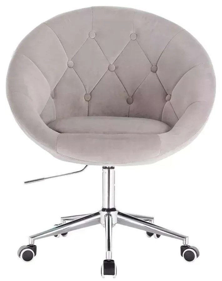 LuxuryForm DESIGN Kreslo VERA VELUR na striebornej podstave s kolieskami - svetlo šedé