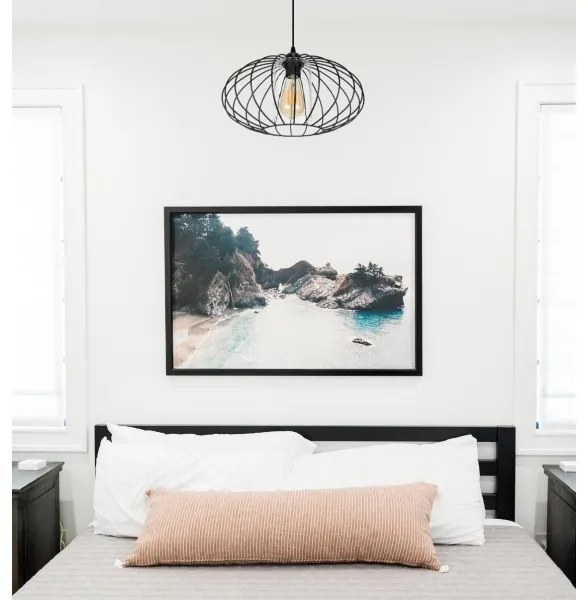 Luster na lanku CORRINI 1xE27/60W/230V pr. 34 cm čierna/číra