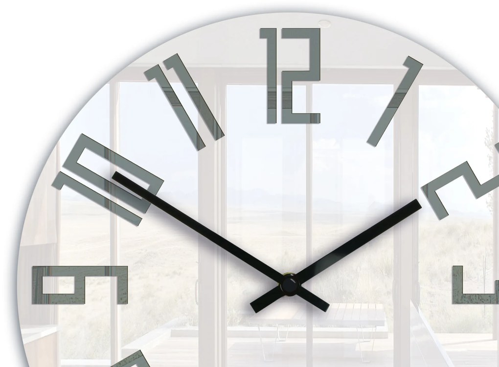 Moderné nástenné hodiny Slim Akryl Biela-Sivá