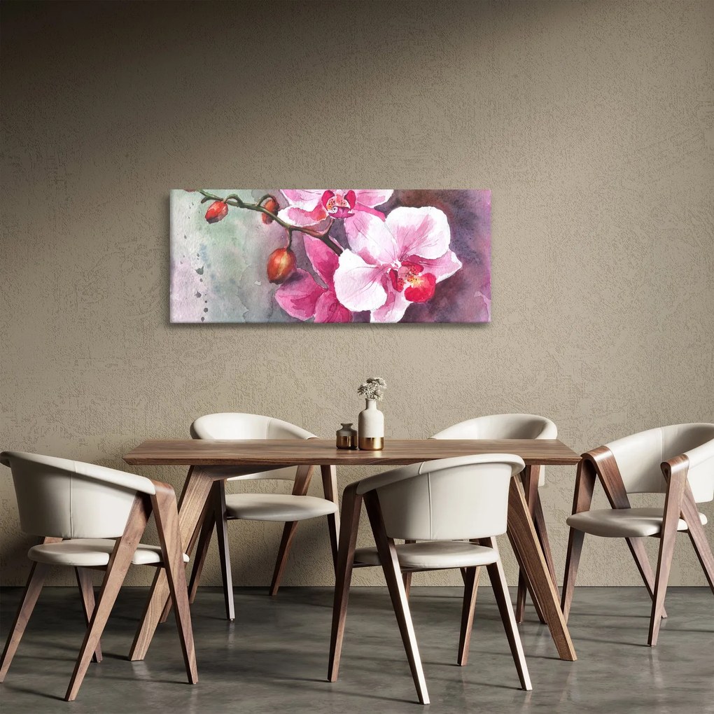 Obraz - Orchidey, aquarel (120x50 cm)