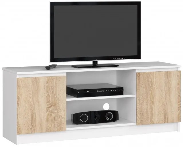 Stolík pod TV RTV 140 2D 1P biely / sonoma