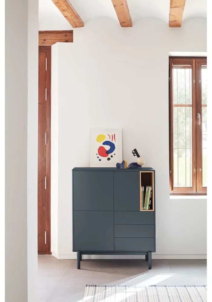 Tmavosivá vysoká komoda 100x120 cm Corvo - Teulat