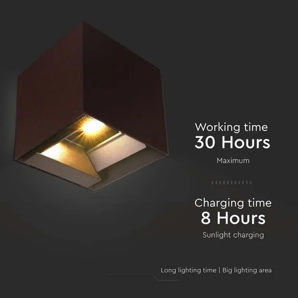 LED solárne nástenné svietidlo senzor LED/9W/3,7V 3000-5000K IP65 hnedá