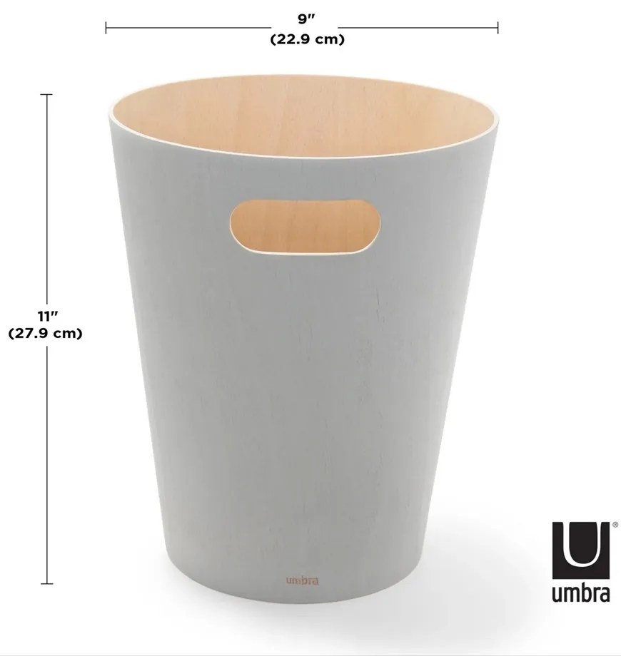Umbra Odpadkový kôš WOODROW 28 cm sv. šedý, prírodný