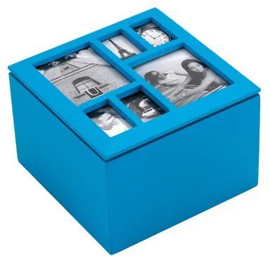 Drevená šperkovnica Umbra Multi Photo Box - modrá