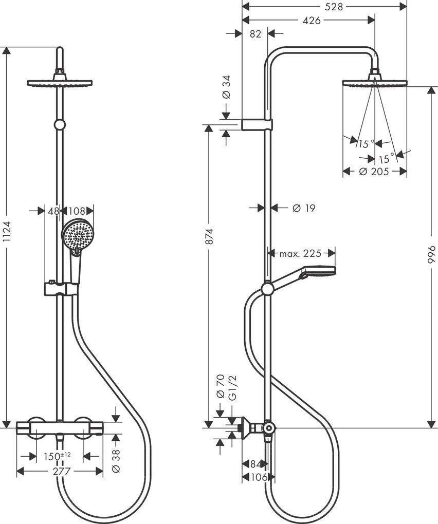 Hansgrohe Vernis Blend, Sprchový systém 200 1jet EcoSmart s termostatom, čierna matná, HAN-26089670