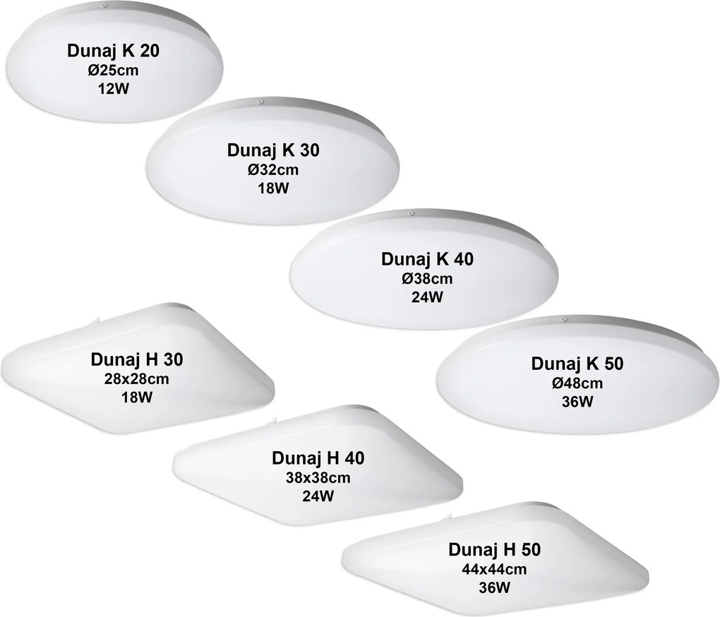 TOP LIGHT Stropné svietidlo DUNAJ K 50, biele