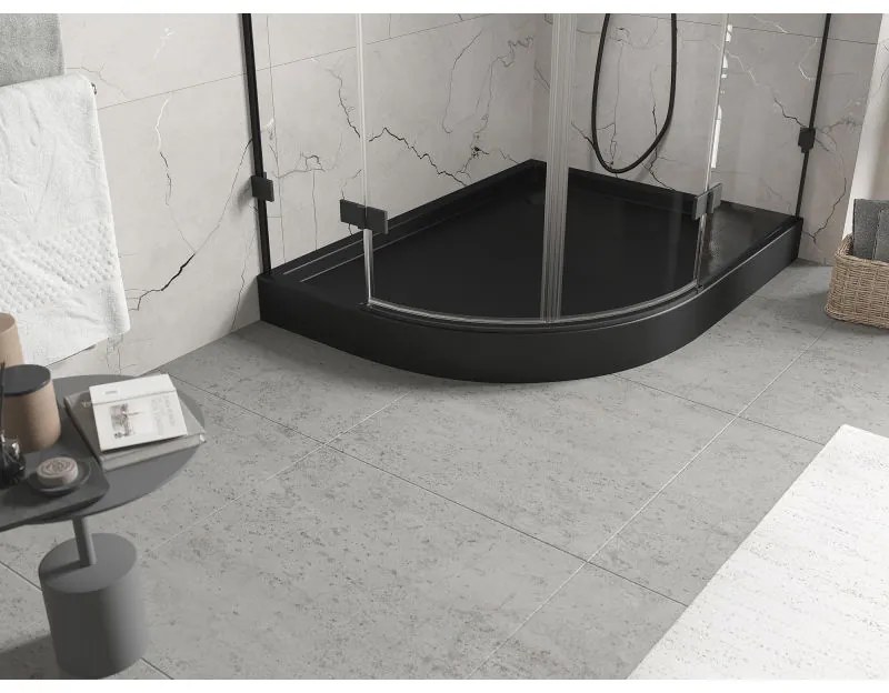 Mexen Flow+, štvrťkruhová asymetrická sprchová vanička, pravá, 100 x 90 cm, čierna matná, 46Q709010RH