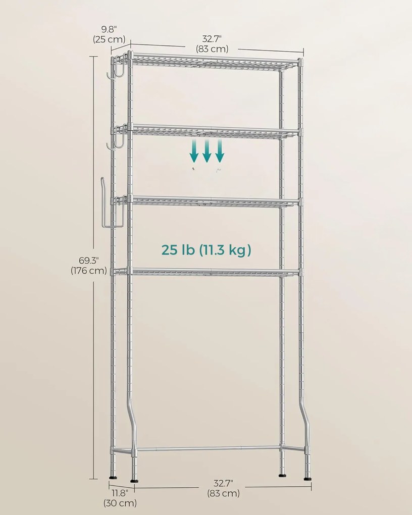 Kúpeľňový regál MULTA strieborný