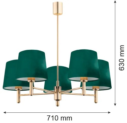 Argon 2145 - Luster na tyči PONTE 5xE27/15W/230V zelená/mosadz