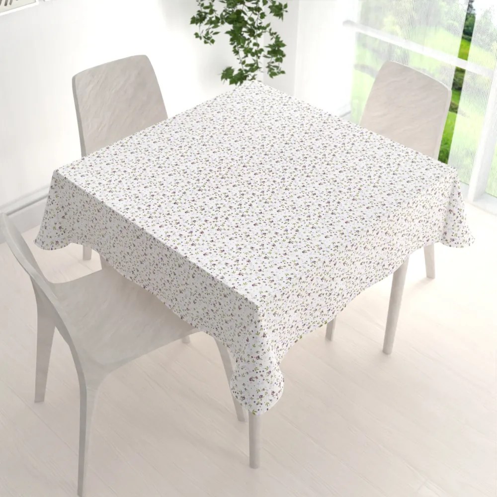 Biante Bavlnený štvorcový obrus Sandra SA-004 Fialové ružičky 70x70 cm