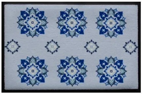 Ozdobná premium rohožka- modrý kvetinový vzor (Vyberte veľkosť: 85*55 cm)