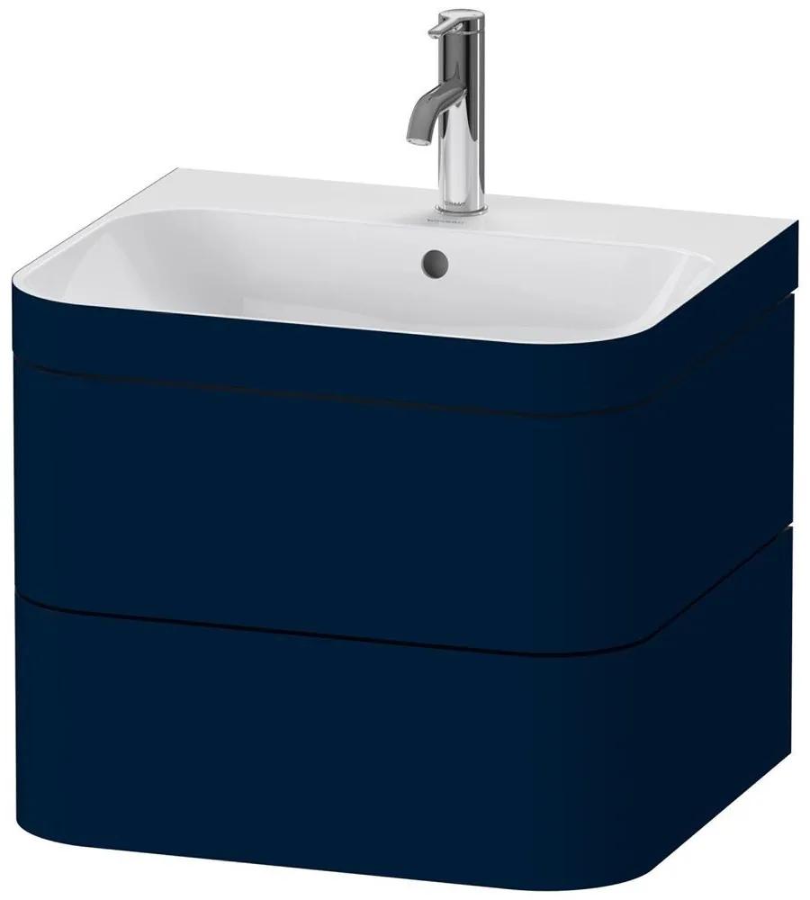 DURAVIT Happy D.2 Plus c-bonded závesná skrinka s nábytkovým umývadlom s otvorom, 2 zásuvky, 575 x 490 x 480 mm, nočná modrá matná lakovaná, HP4635O9898